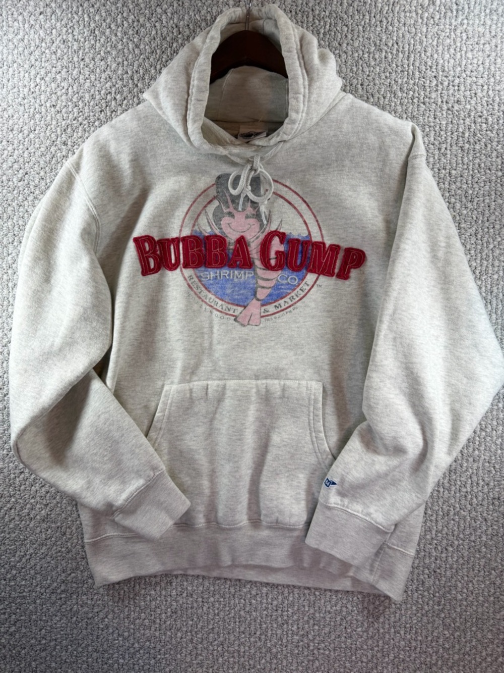 Bubba Gump Restaurant & Market in Hollywood,Ca. Grey-Hoodie,Blue 84. Men size L